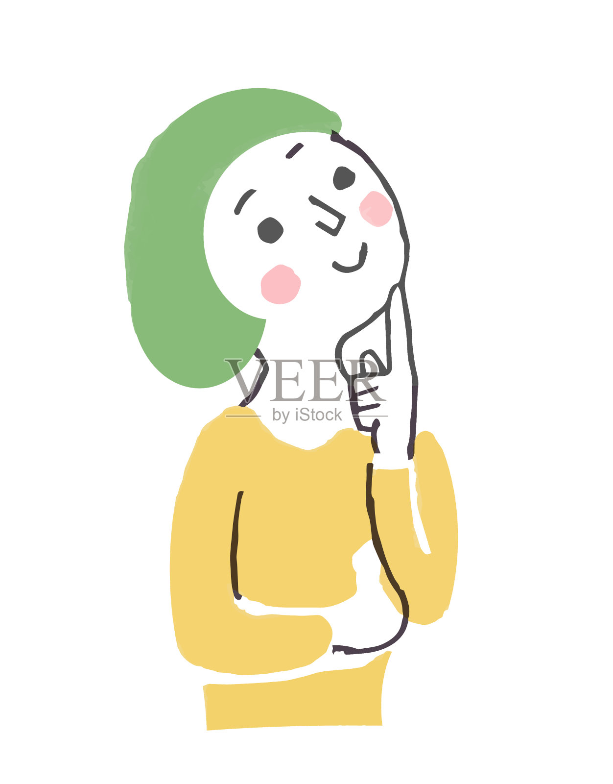 一个抱着双臂思考的女人插画图片素材