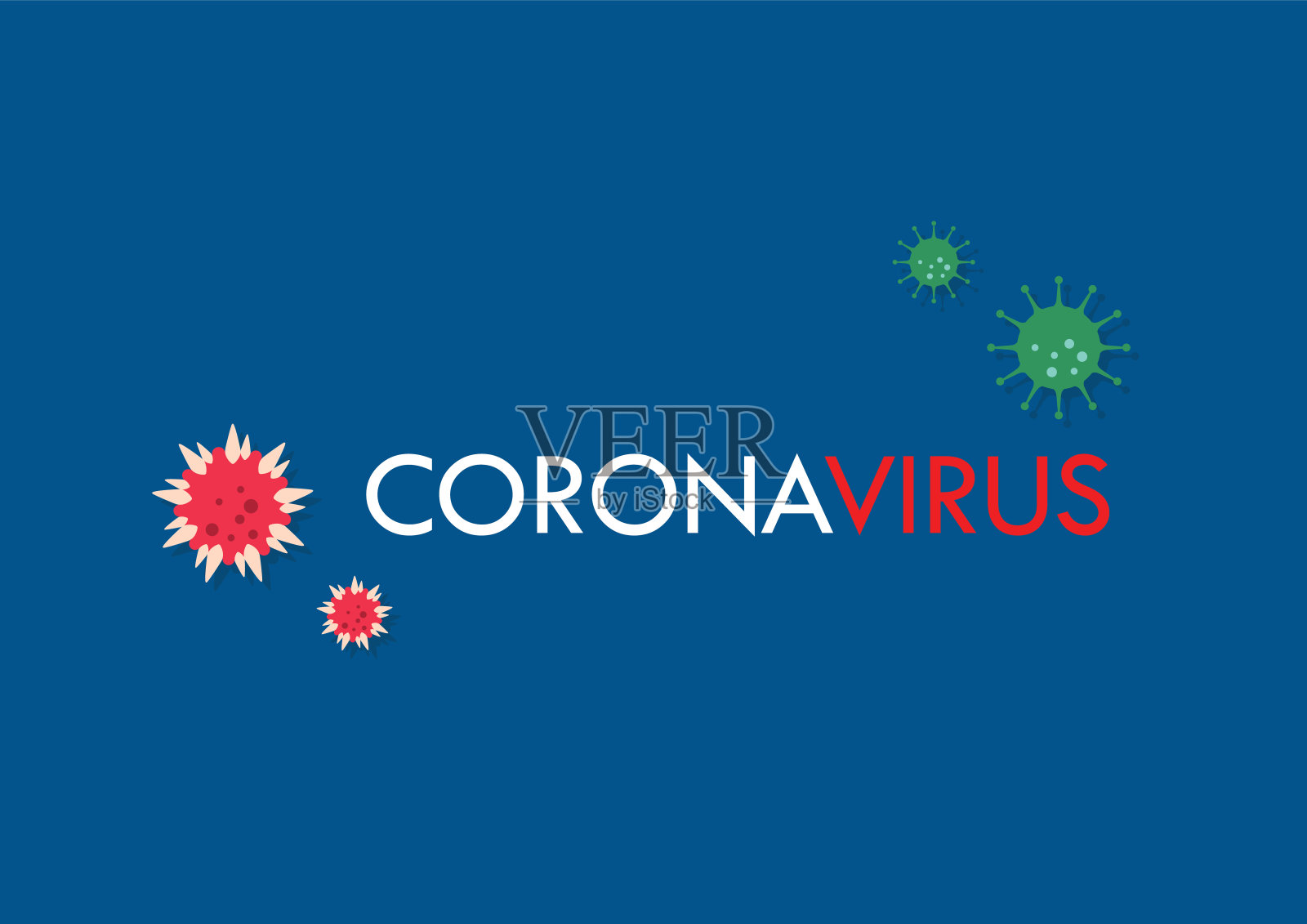蓝色背景的Corona病毒海报插画图片素材