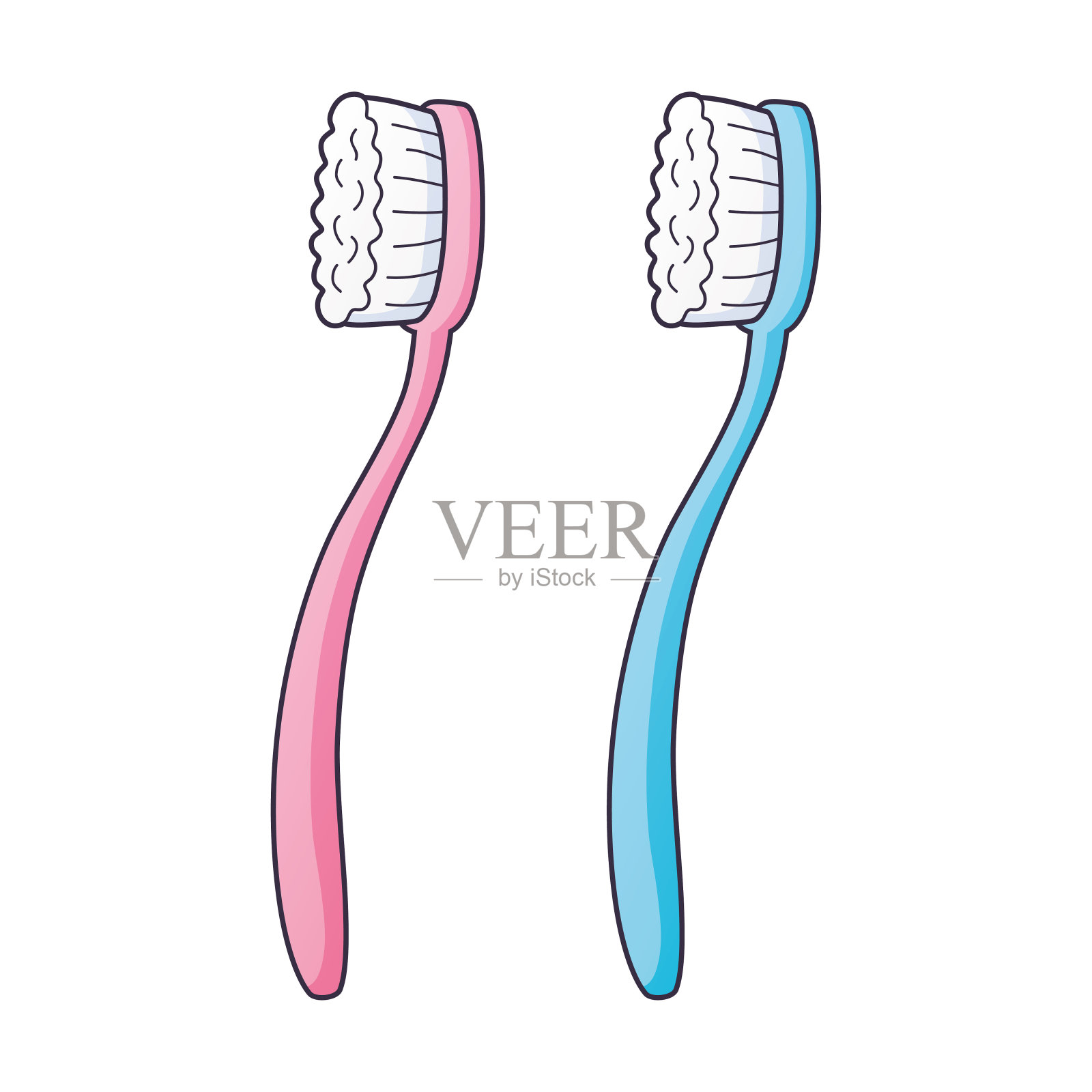 粉色和蓝色的牙刷设计元素图片