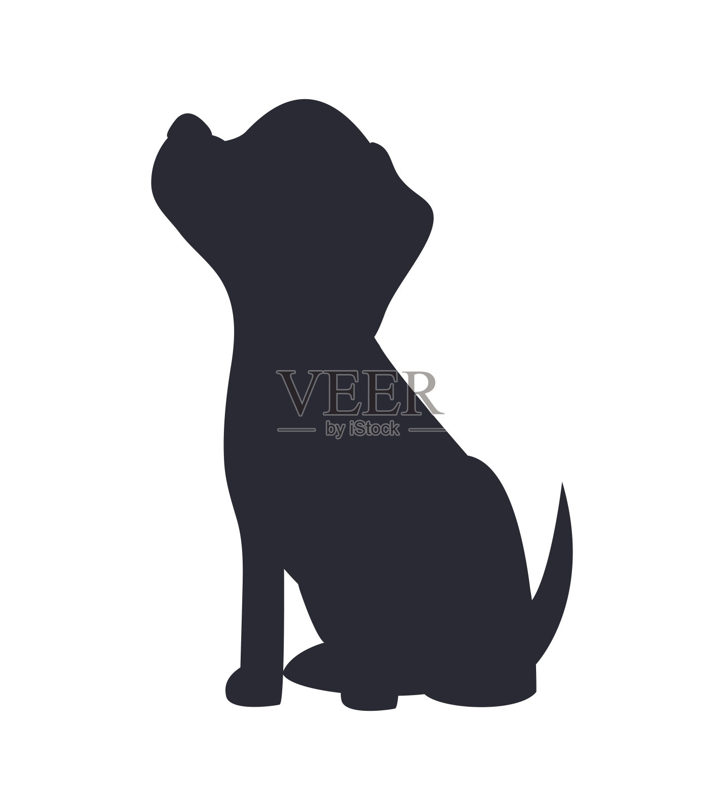 坐着的狗，黑色剪影，矢量插图设计元素图片