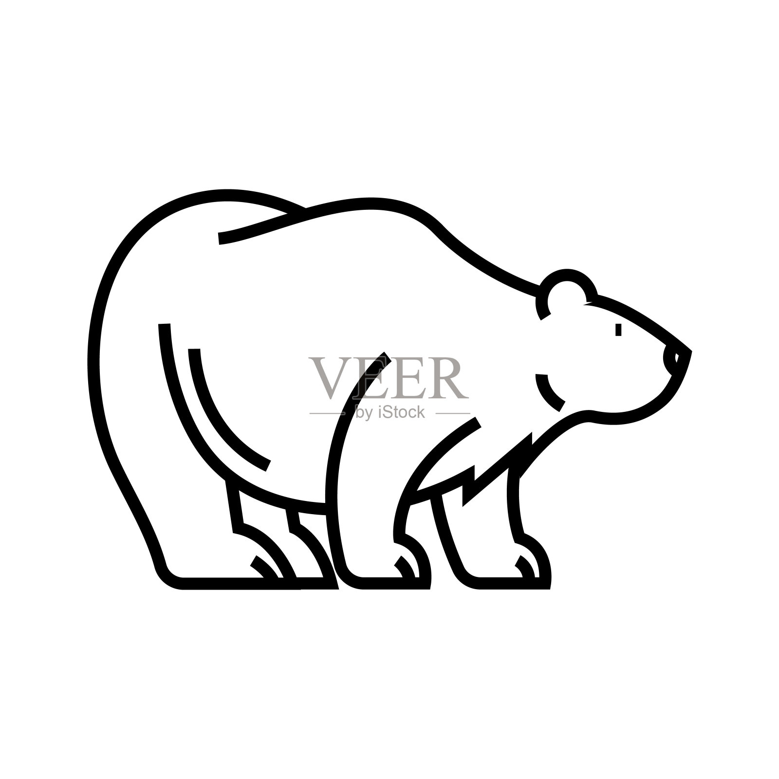 白熊线图标，概念符号，轮廓矢量插图，线性符号设计元素图片