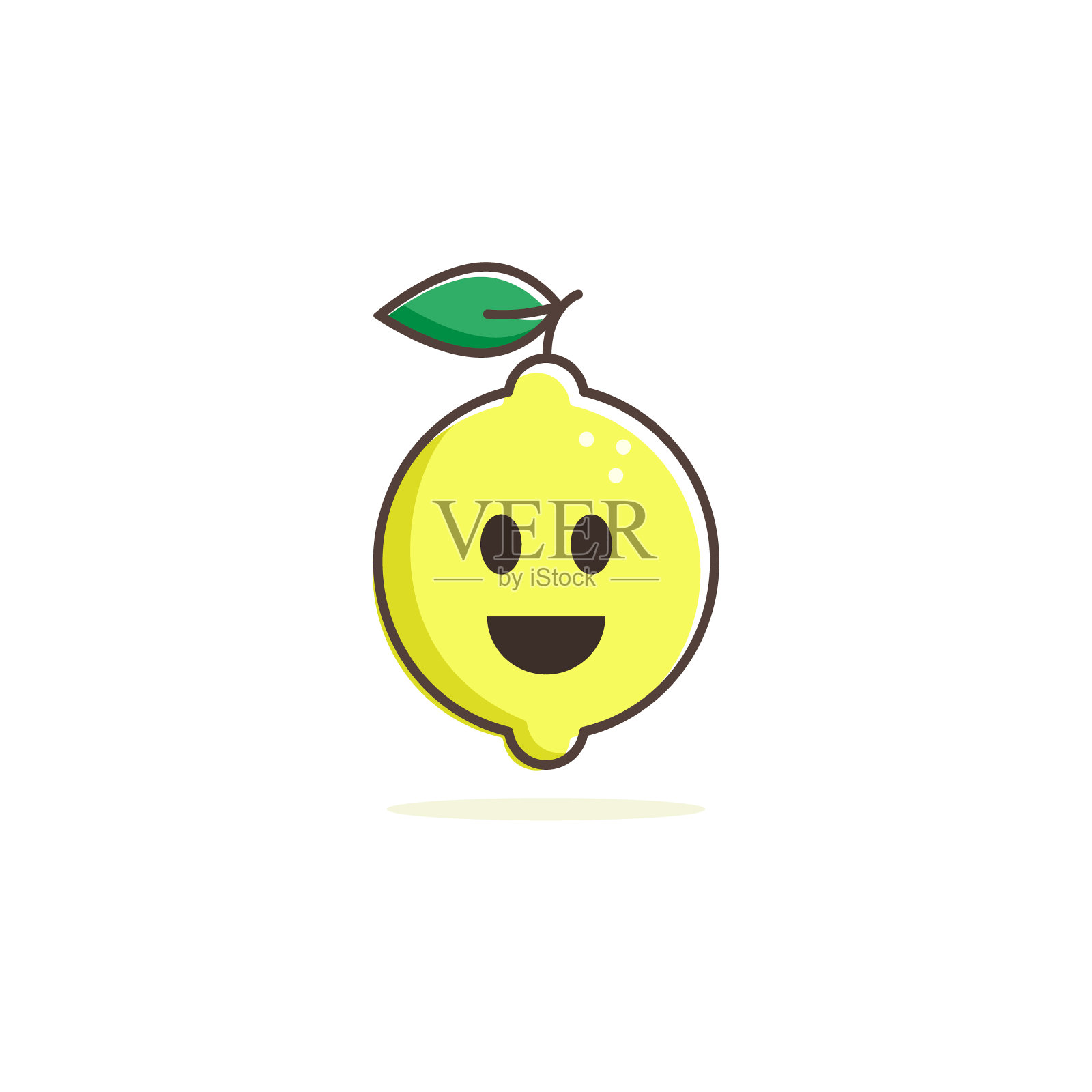 快乐柠檬图标，矢量吉祥物微笑平面设计插画图片素材