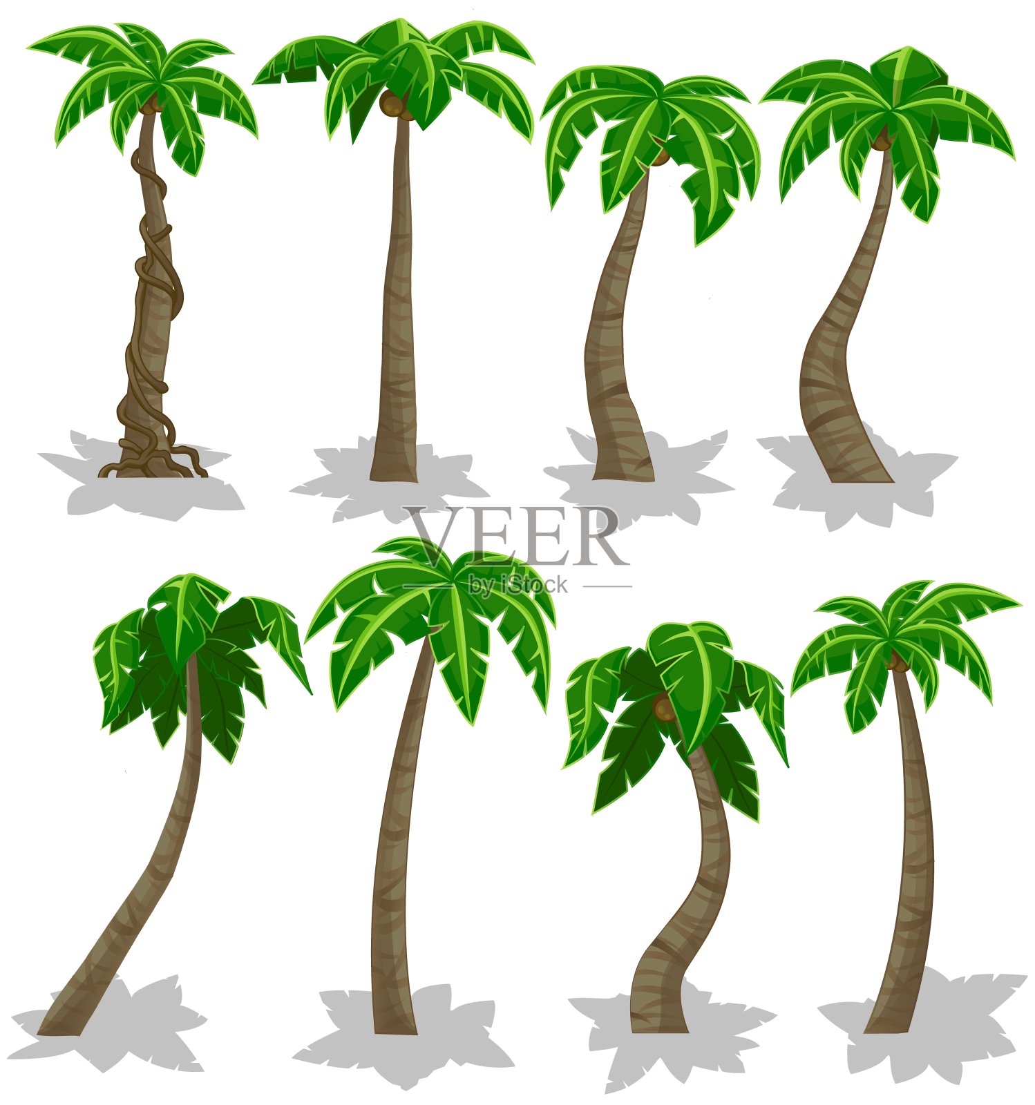白色背景上孤立的棕榈树。设计元素图片