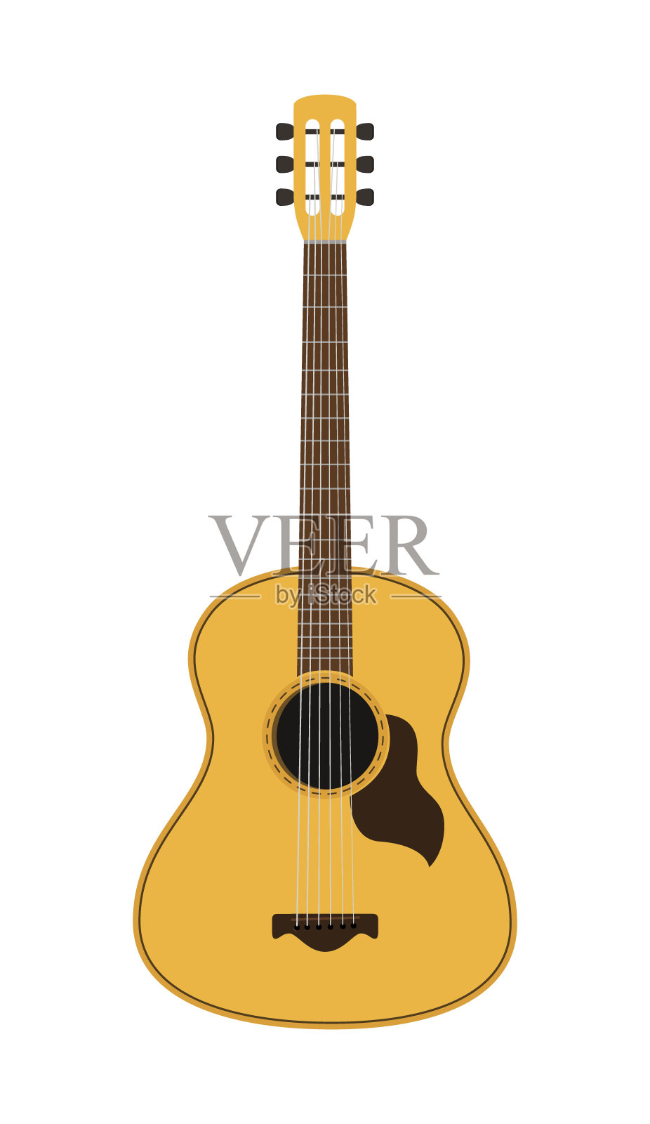 矢量乐器-木吉他，古典乐器设计元素图片