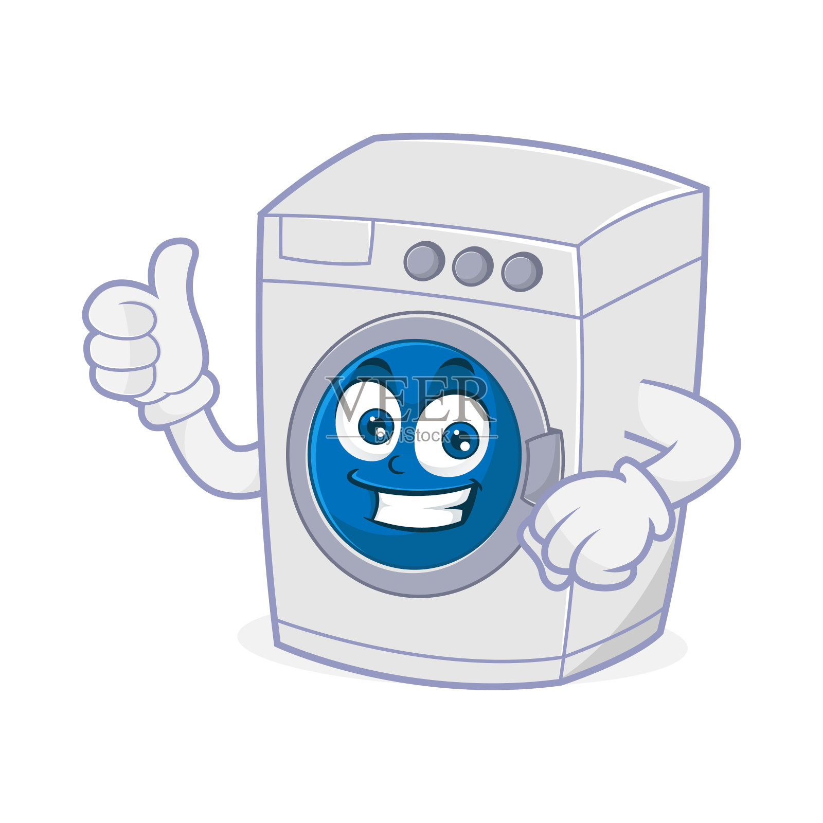 洗衣机吉祥物竖起大拇指设计元素图片