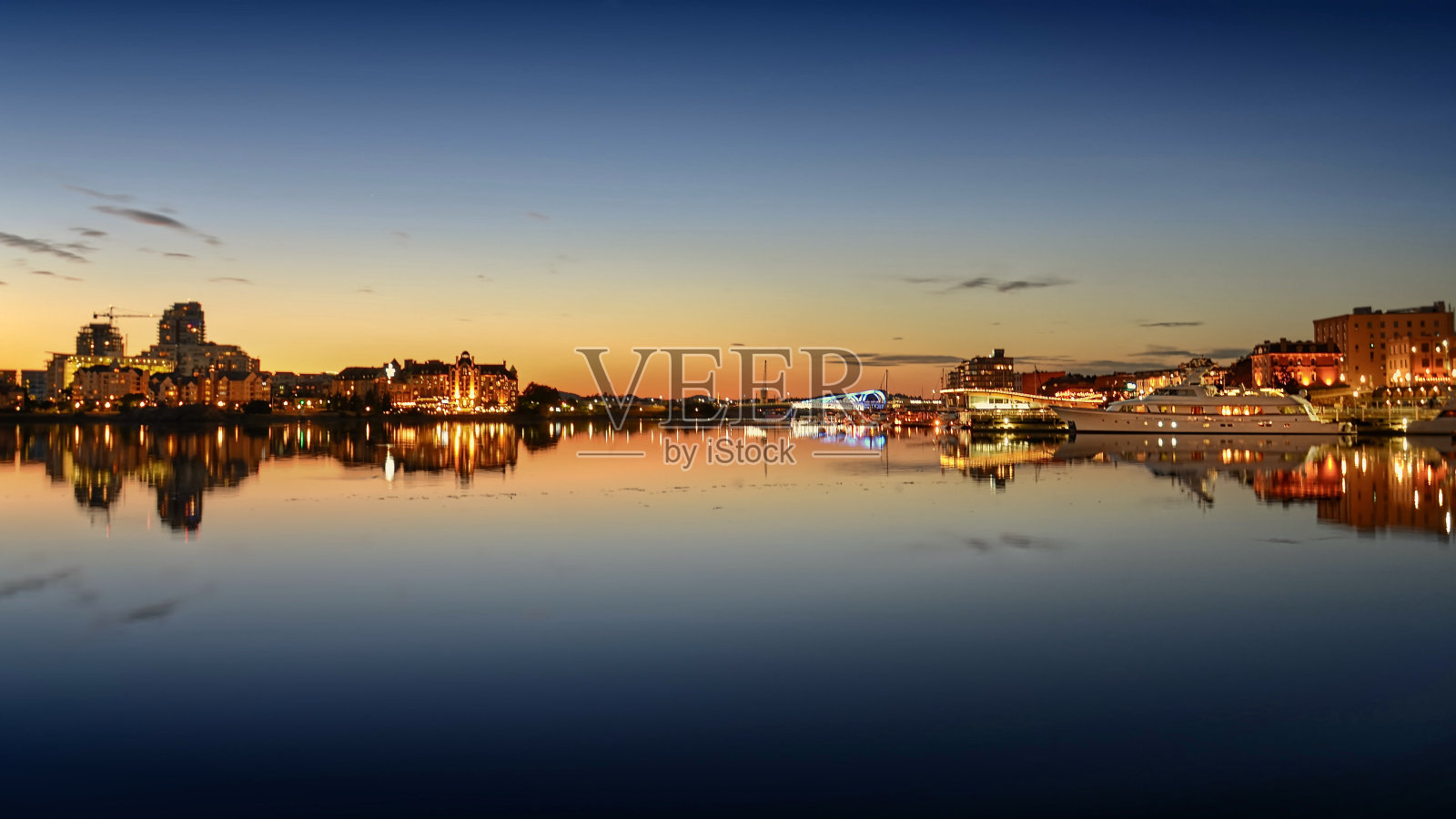 夕阳下的维多利亚内港照片摄影图片