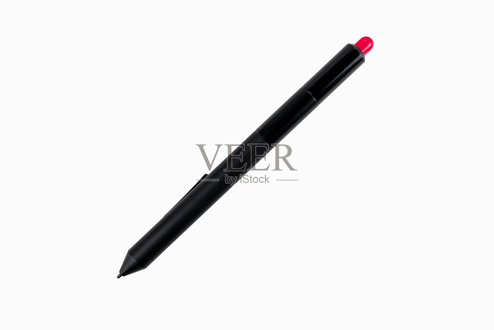 一个黑色的红笔鼠标，数字笔孤立在白色背景和剪切路径。照片摄影图片