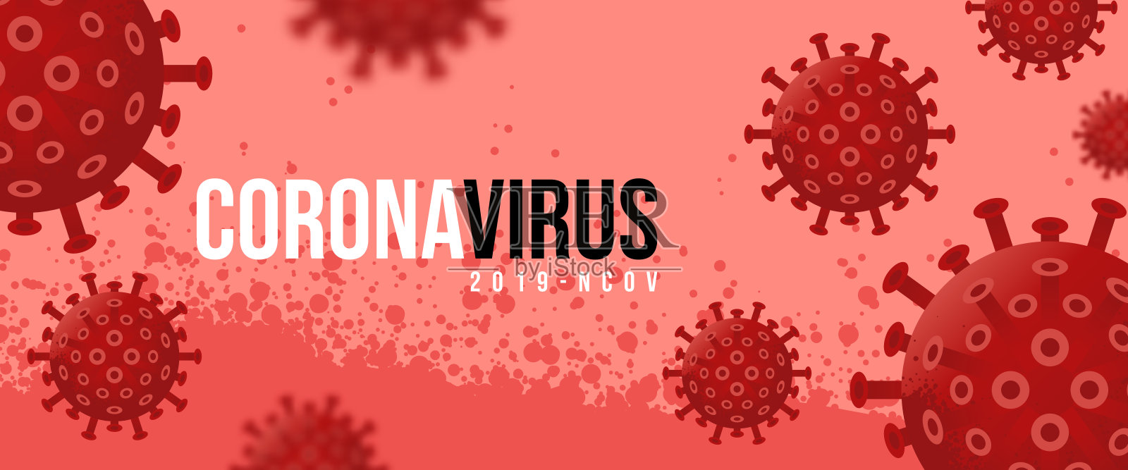 Covid-19危险病毒。抽象概念危险的流行性肺炎。背景用于横幅、海报、封面的冠状病毒。世界检疫生物危害病毒。矢量图插画图片素材