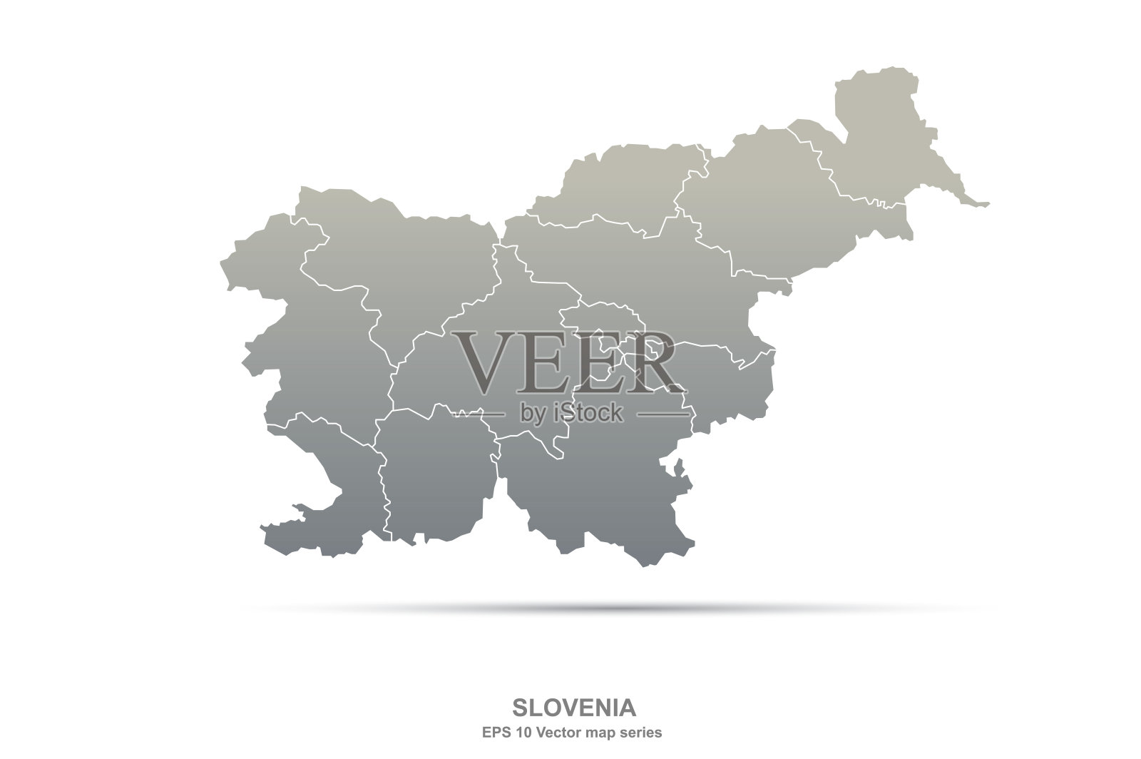 斯洛文尼亚的地图。巴尔干半岛斯洛文尼亚矢量地图插画图片素材