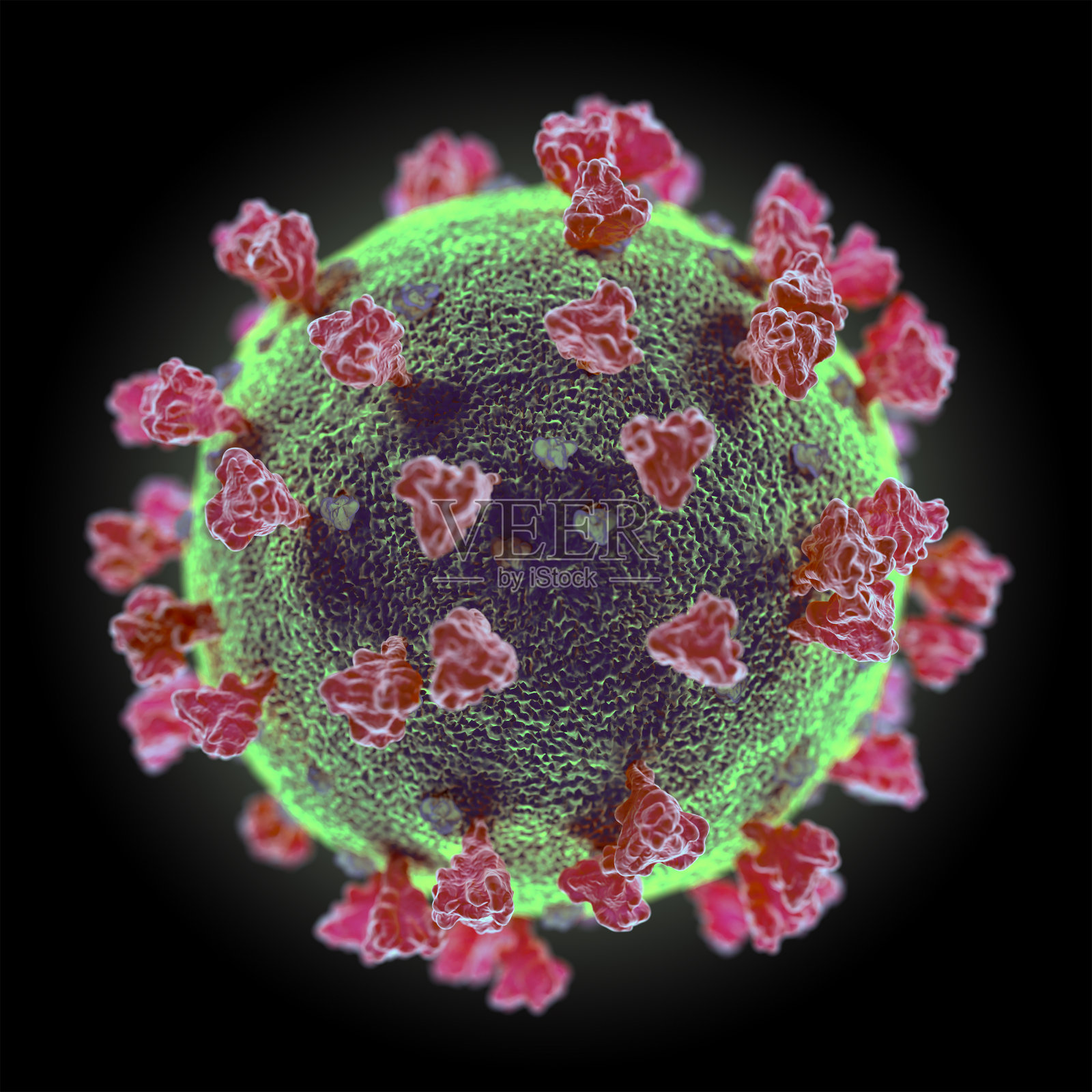 显微镜冠状病毒流感毒株近距离在黑色背景照片摄影图片