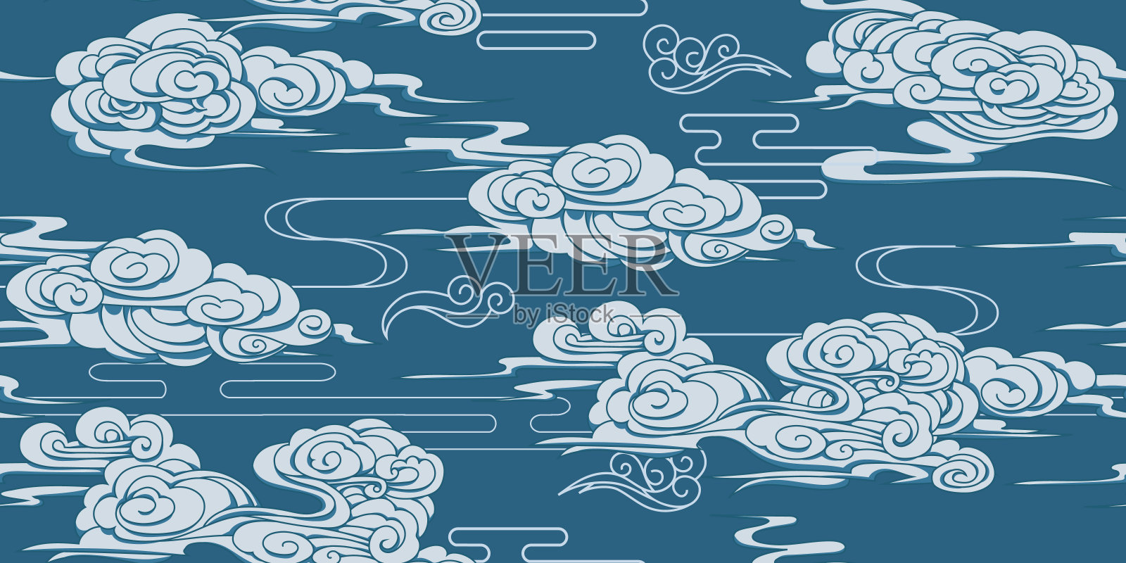 中国古典风格的云无缝图案插画图片素材
