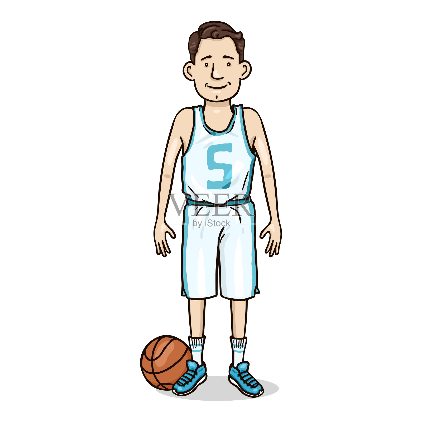 矢量卡通人物-年轻人在篮球制服设计元素图片