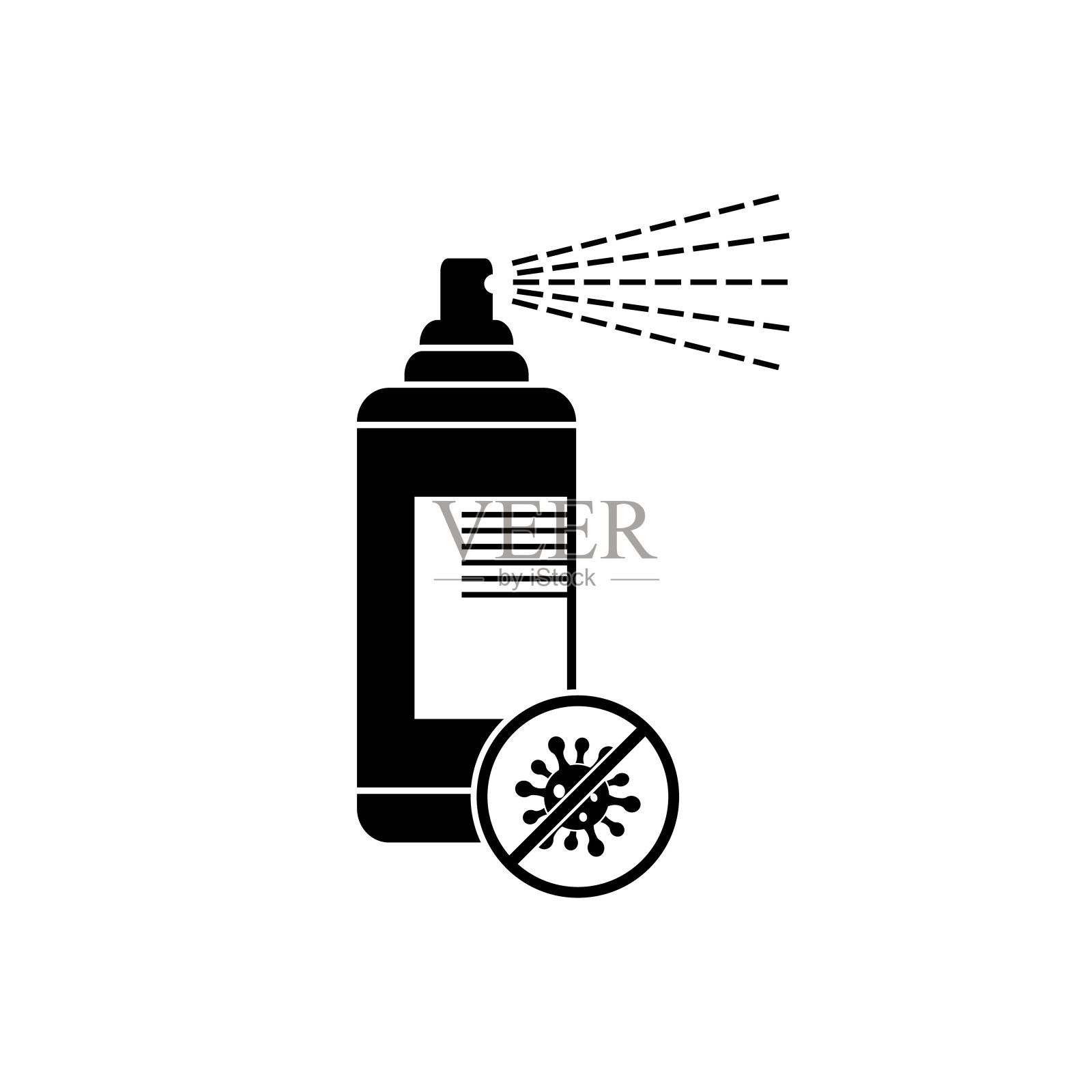 杀菌喷雾剂，抗菌洗手液瓶，医疗卫生载体图标插画图片素材