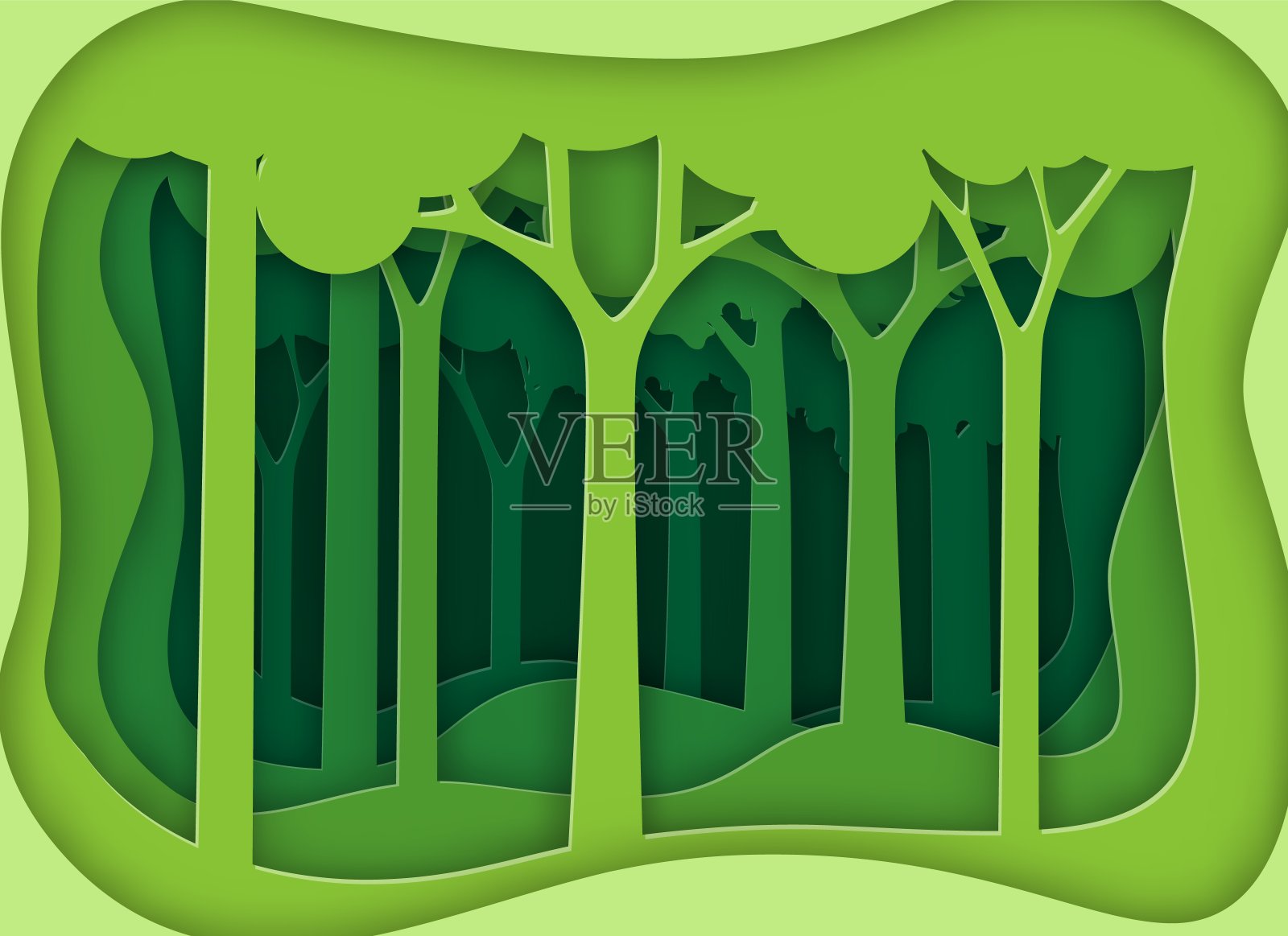 绿色自然森林背景模板插画图片素材