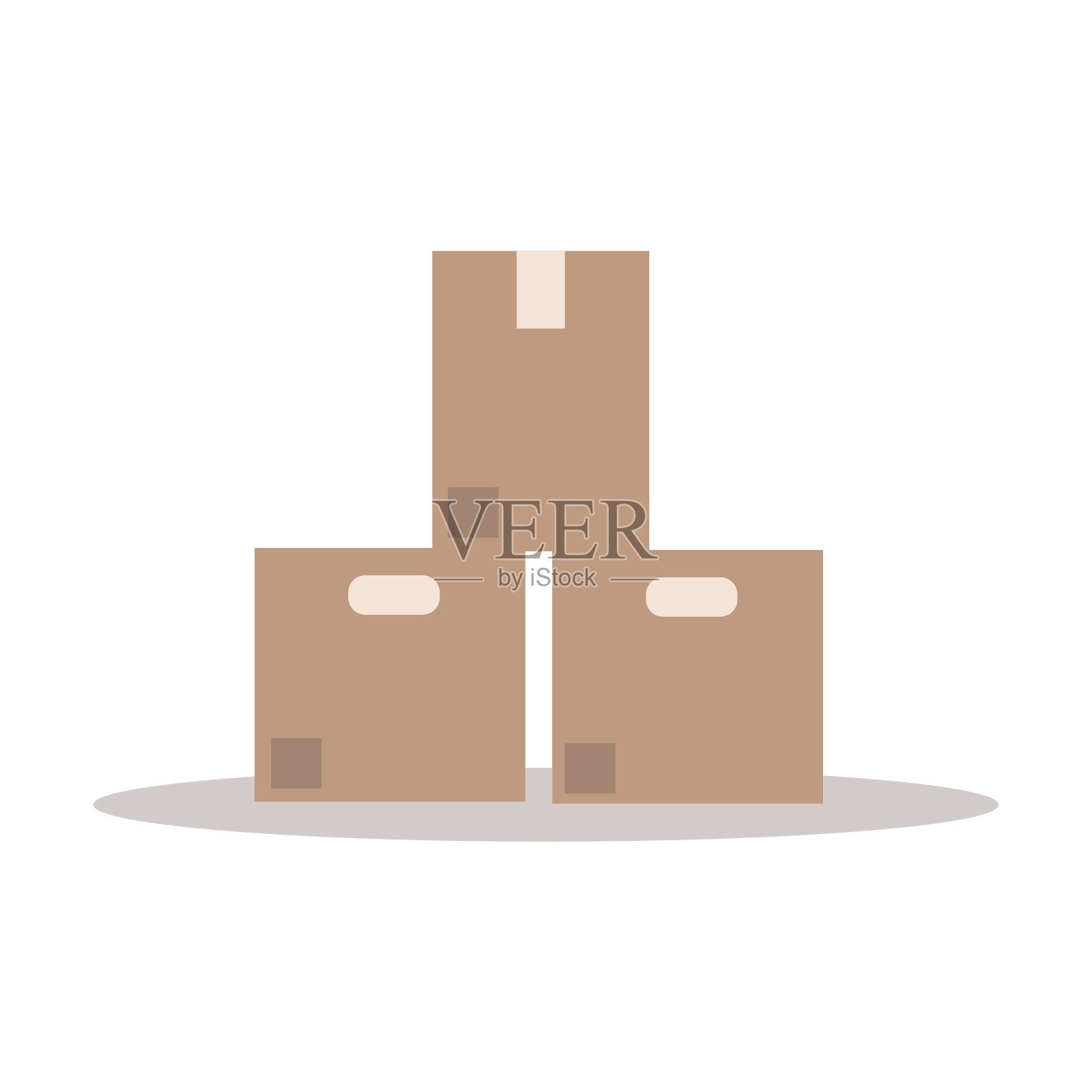 纸箱运送包装，封闭盒矢量平面插图孤立在白色背景上插画图片素材