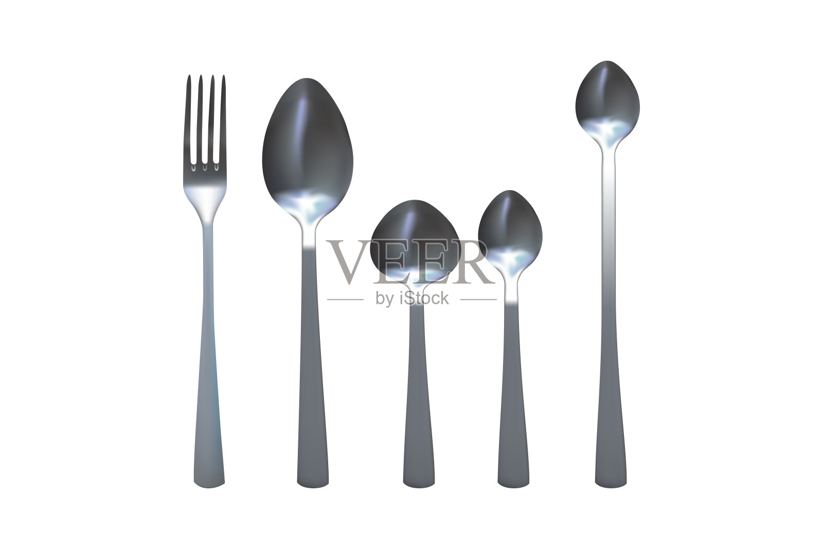一套勺子和叉子。设计元素图片