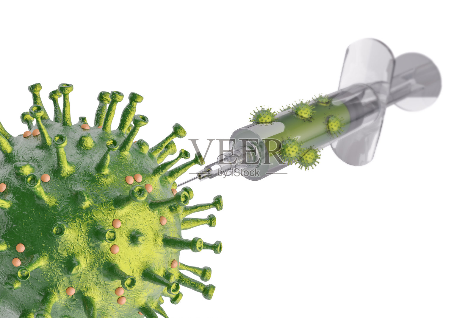 使用疫苗治疗的病毒的3D渲染详细视图照片摄影图片