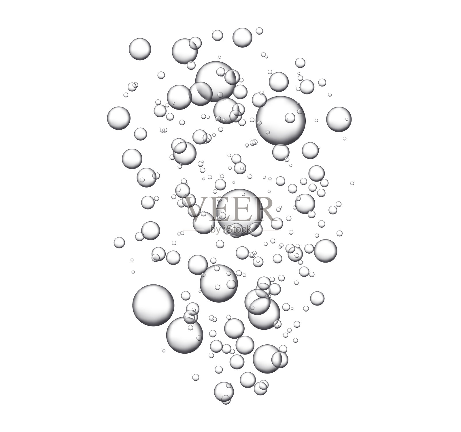 矢量碳酸饮料孤立在白色背景。气泡的质地。苏打水。圆圈在上升插画图片素材