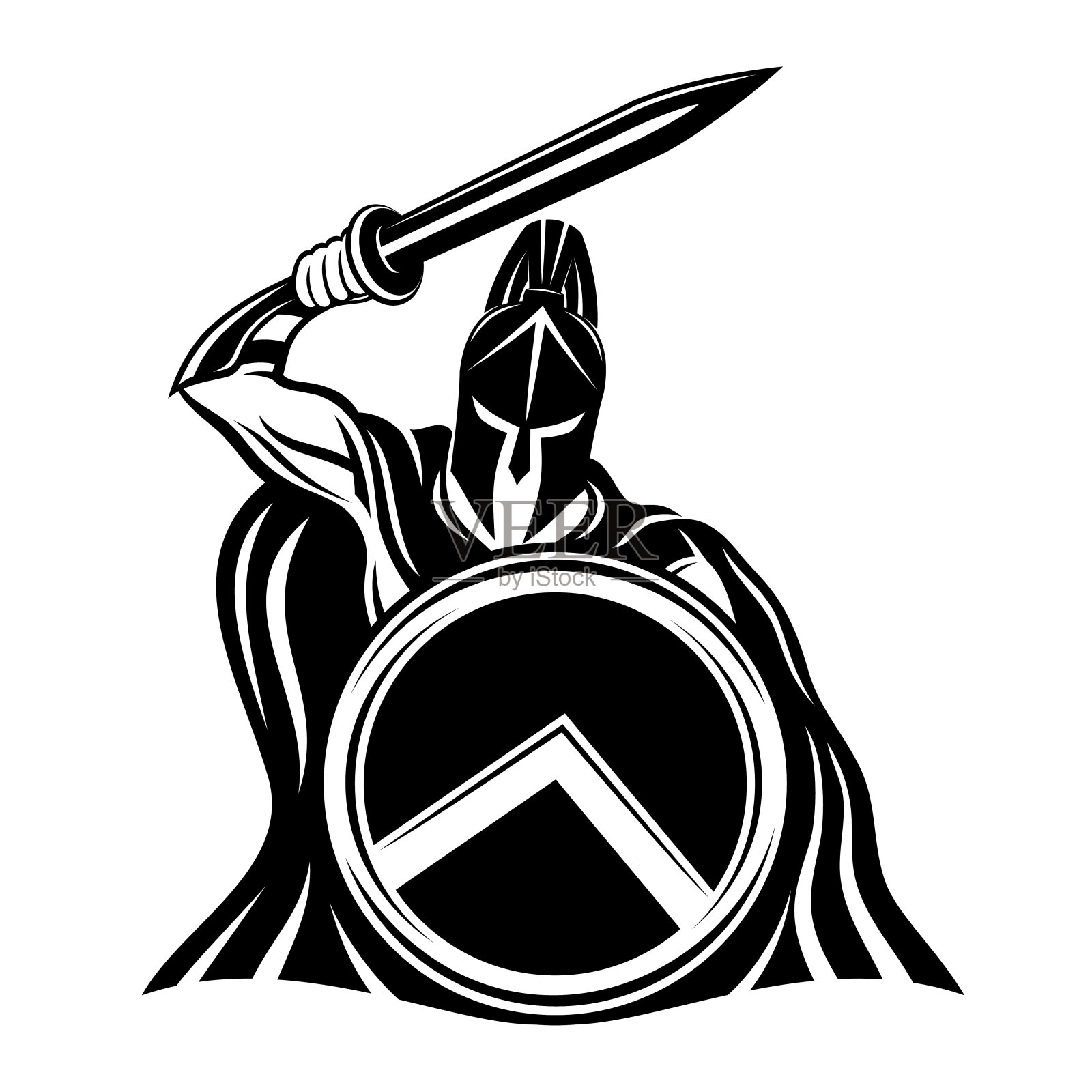 斯巴达人的标志是剑和盾。插画图片素材