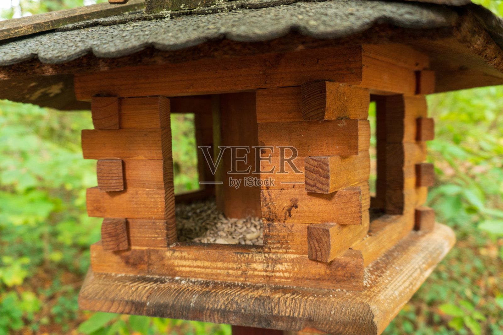 一个木制空鸟屋的特写照片摄影图片