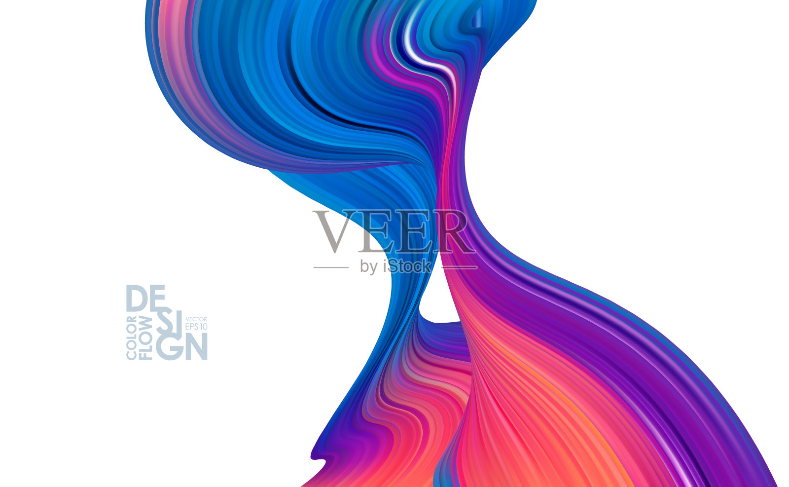 彩色流动背景与抽象的波状液体形状。设计元素图片