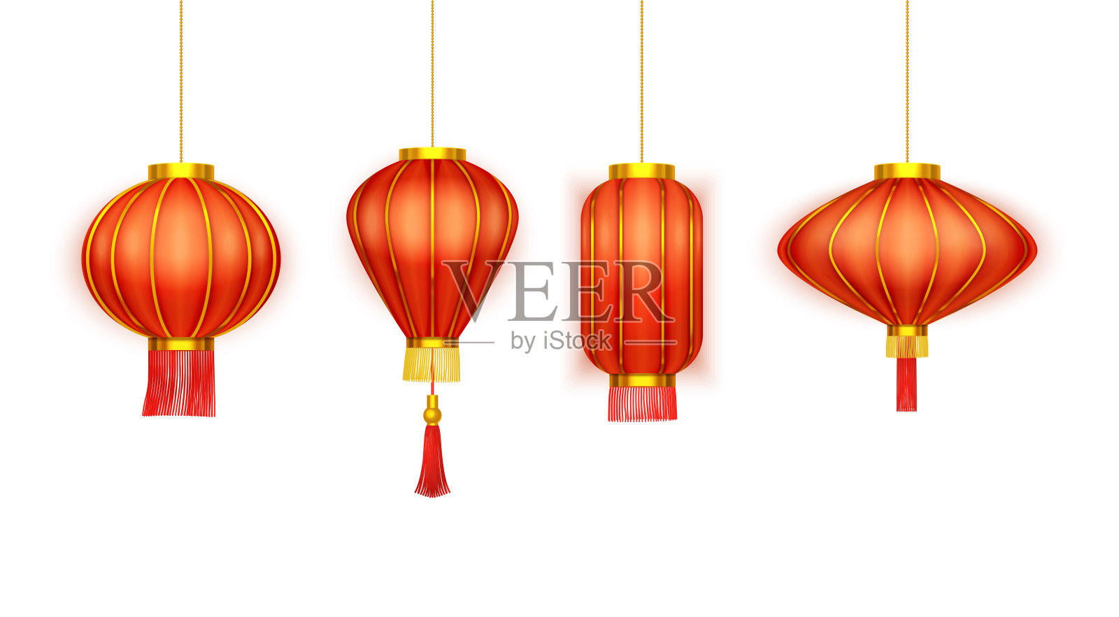 唐人街灯笼，中国新年纸灯设计元素图片