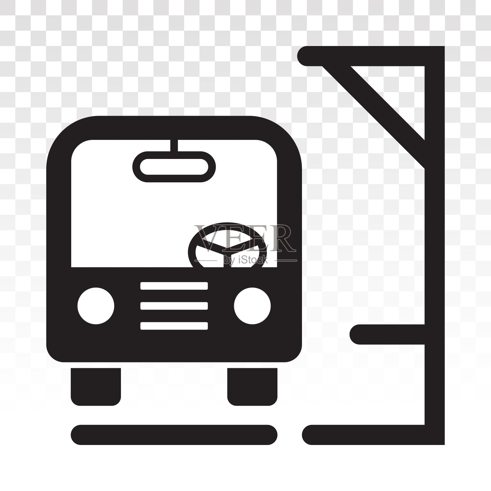 公交车站公共交通矢量平面图标上透明的背景图标素材