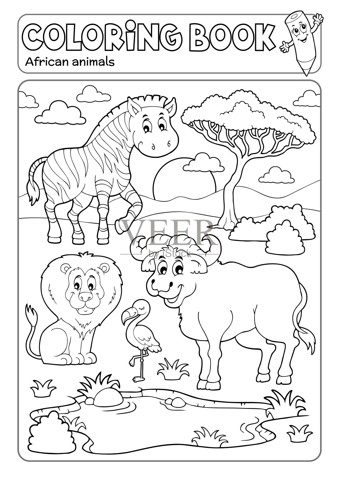 涂色书非洲动物5插画图片素材