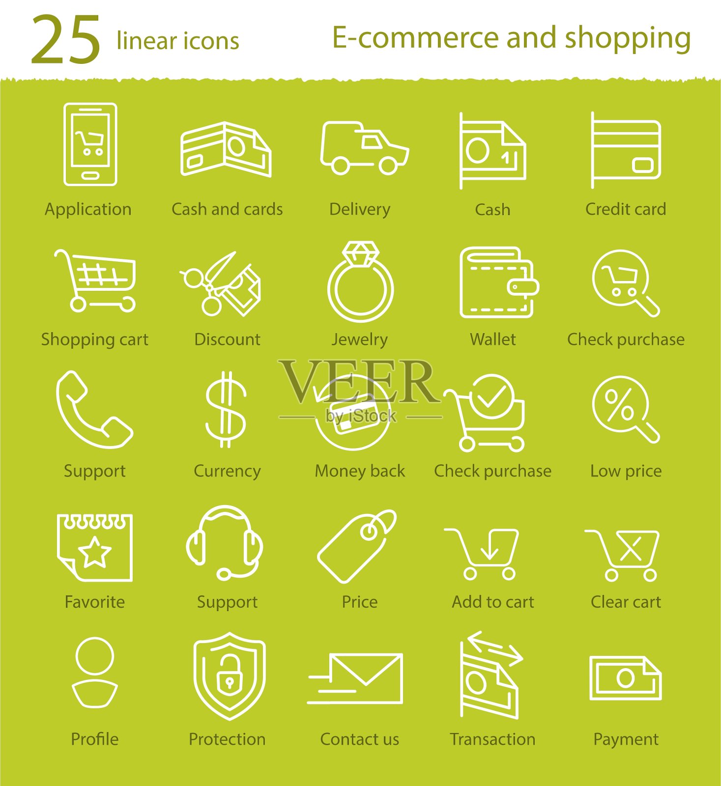 电子商务购物和网上商店的细线图标图标素材