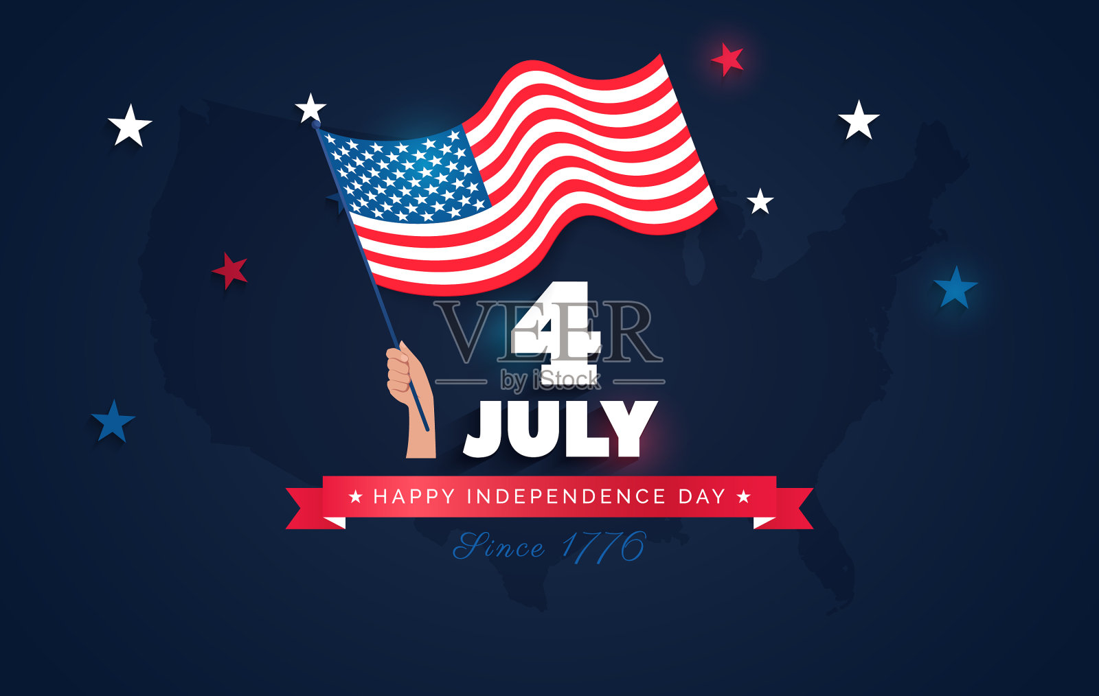 7月4日美国独立日传单横幅或插画图片素材