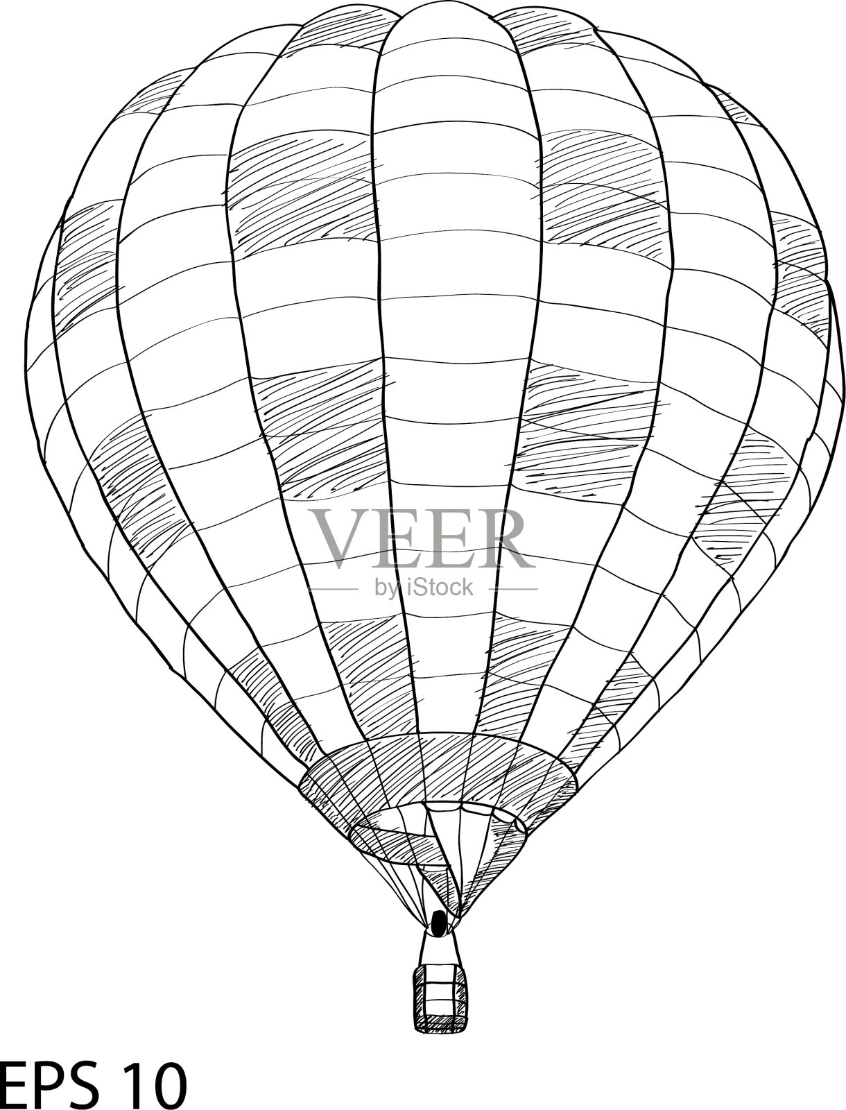 热气球素描线eps 10插画图片素材