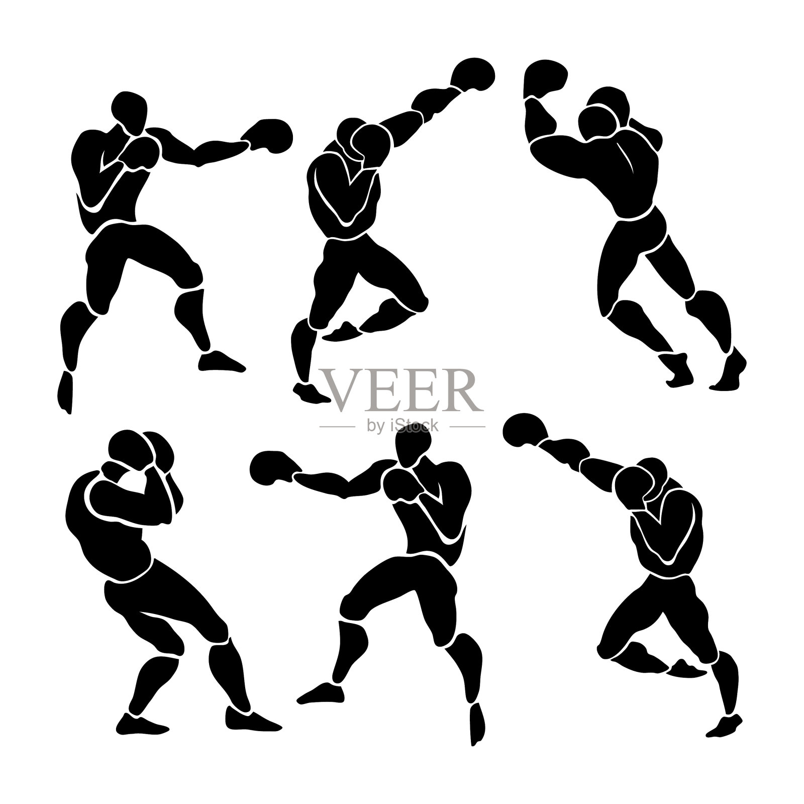 职业拳击手的拳击比赛剪影插画图片素材