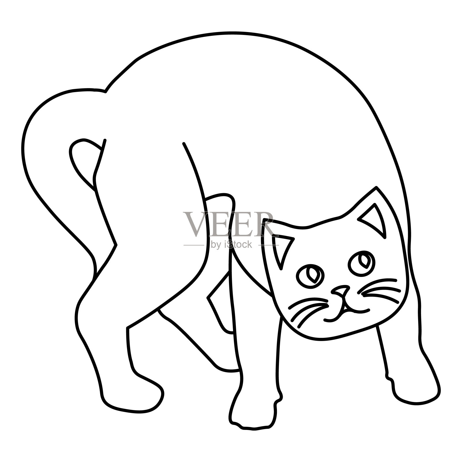 线条艺术的怪异好奇的猫设计元素图片