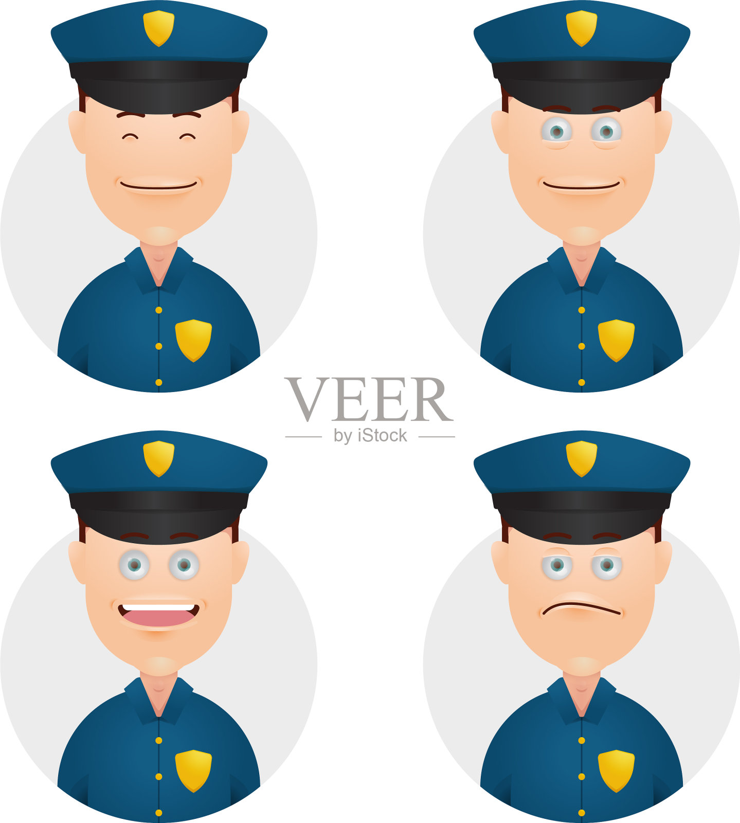 设置有趣的警察头像表情设计元素图片