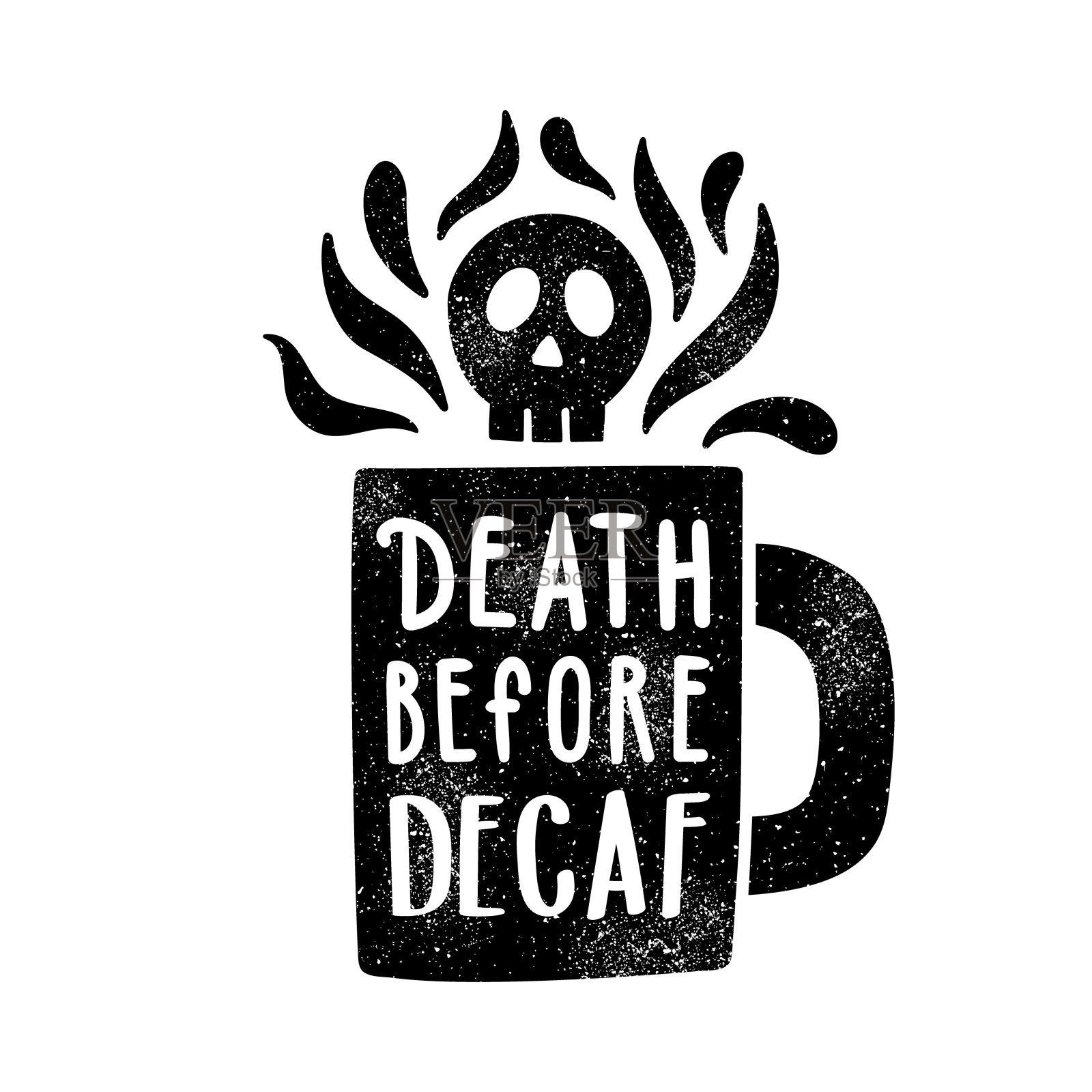 死在无咖啡因咖啡杯的剪影和刻字前设计元素图片