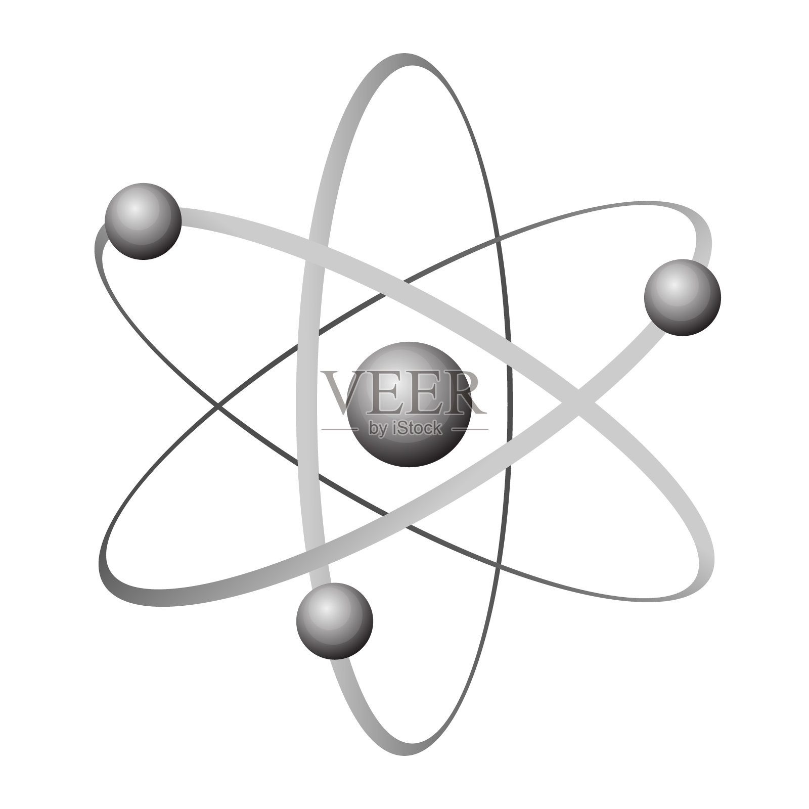 原子视觉结构灰色圆形图标插画图片素材