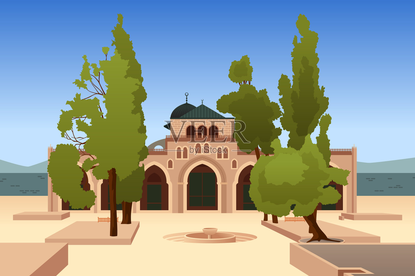 耶路撒冷的阿克萨清真寺插画图片素材