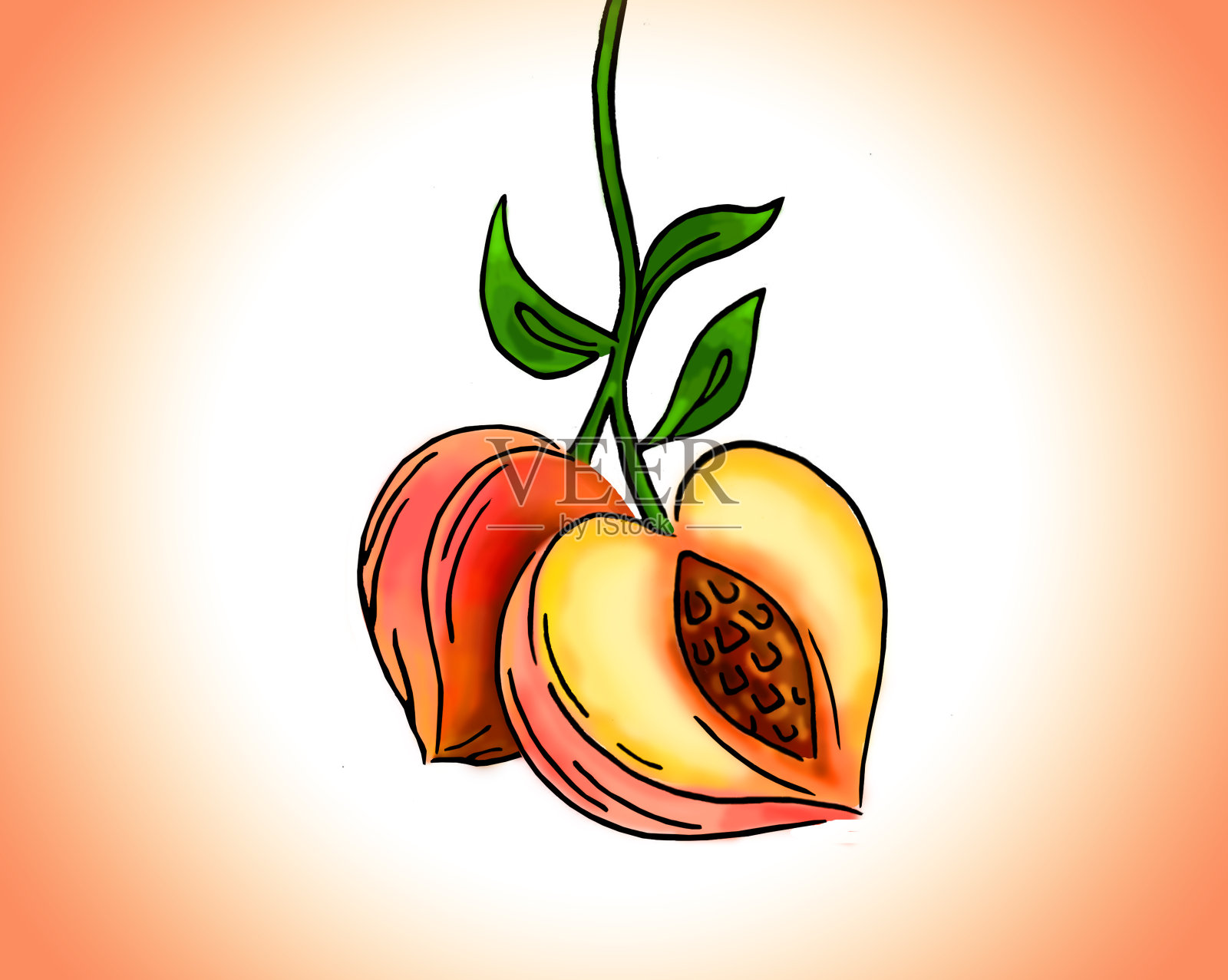 桃子插图设计元素图片