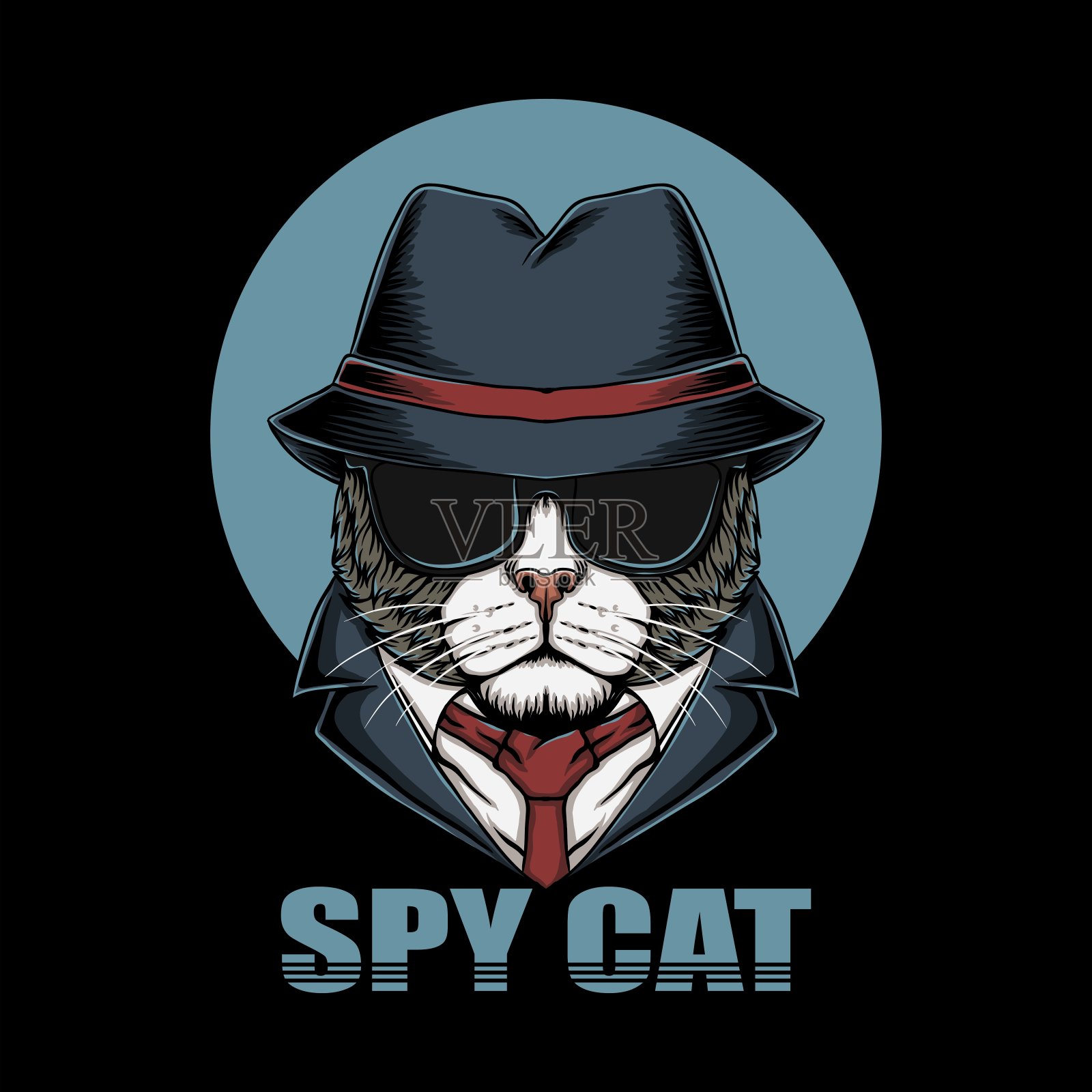 间谍猫头矢量插图插画图片素材