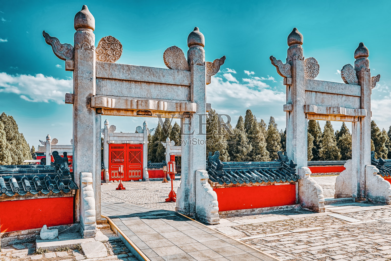 灵星门的圜丘坛在北京天坛的综合体。照片摄影图片