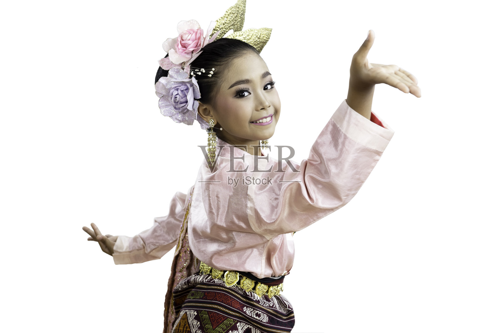 穿着传统服装的亚洲女孩在泰国北部照片摄影图片