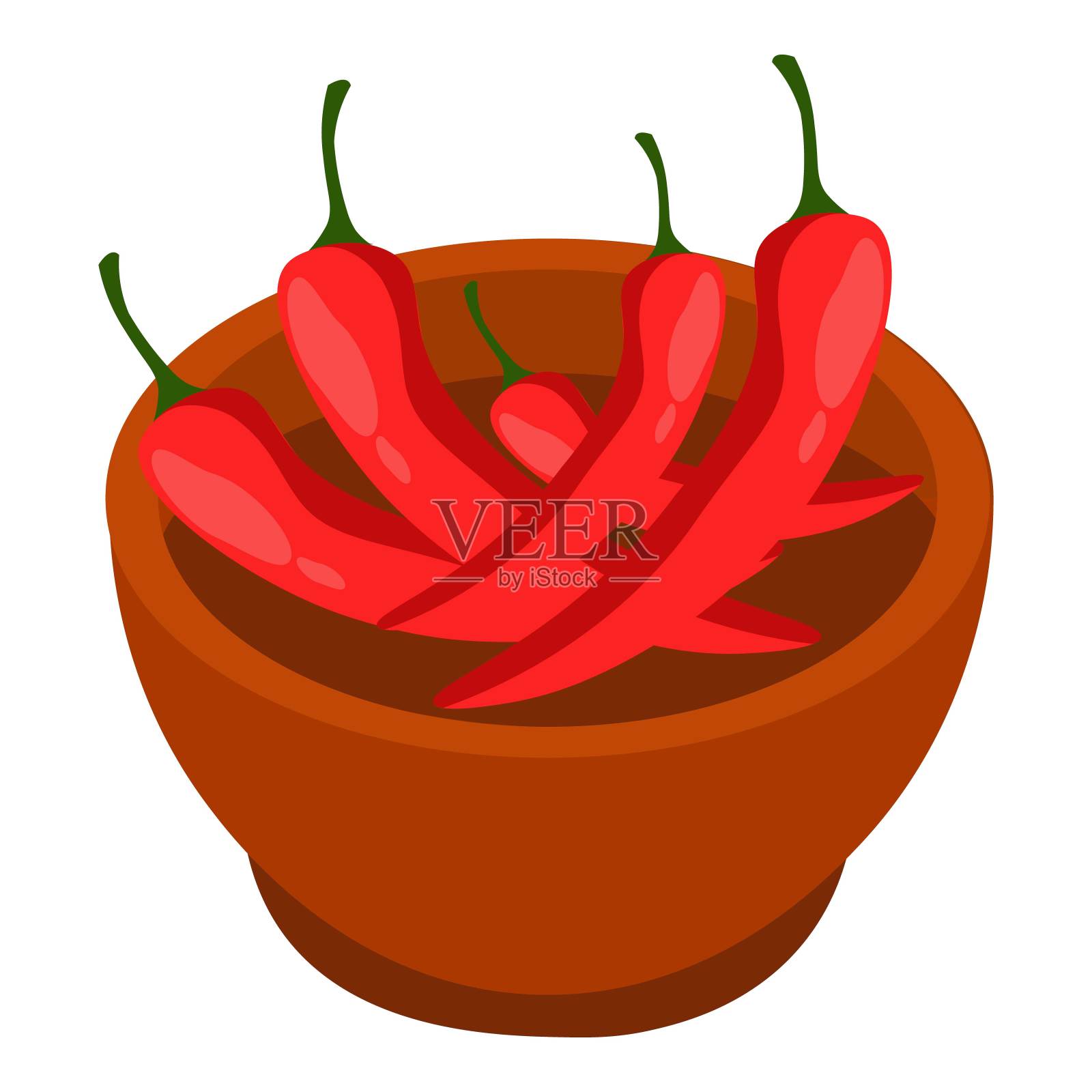 红辣椒棕色碗，生态天然厨房产品设计元素图片