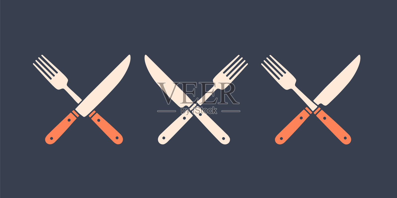 一套餐厅刀、叉插画图片素材