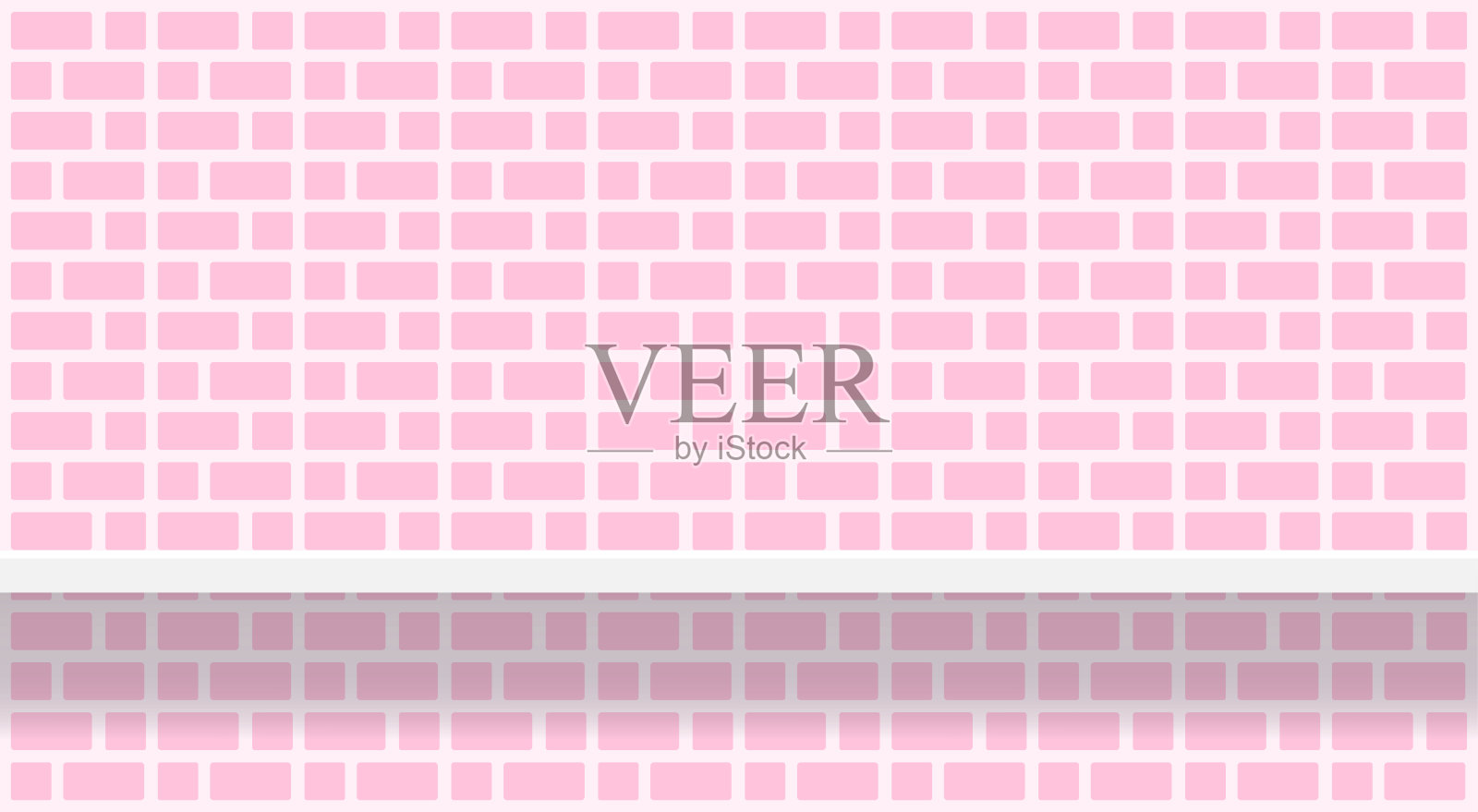 粉色软砖墙图案以搁架为背景，现代粉粉墙砖图案用于装饰建筑，砖瓦墙和木板搁架，砖瓦格卫生间墙插画图片素材
