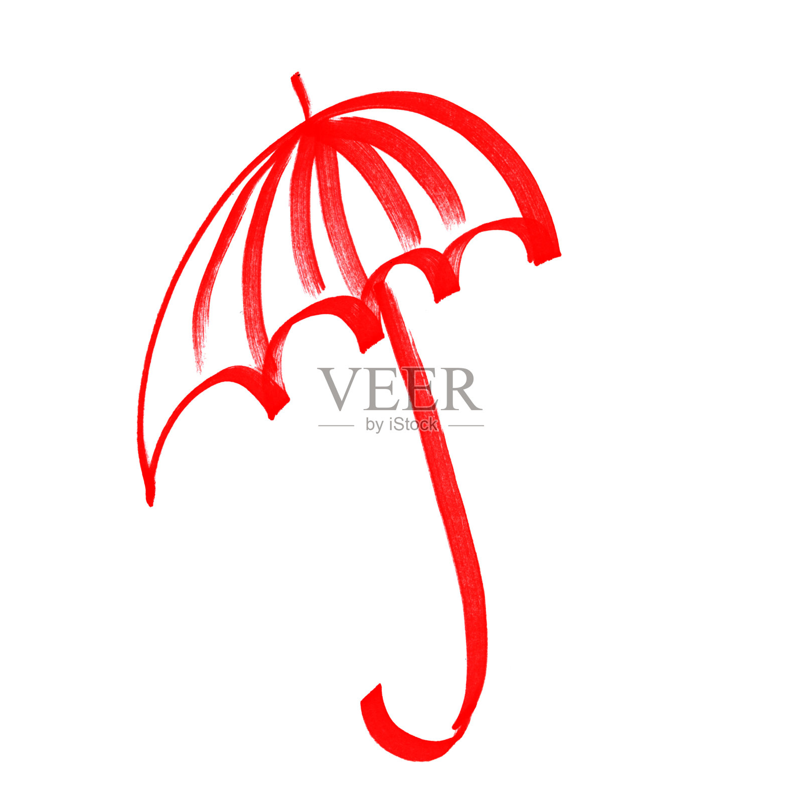 伞，雨，坏天气，线，标记，滑稽的素描插画图片素材