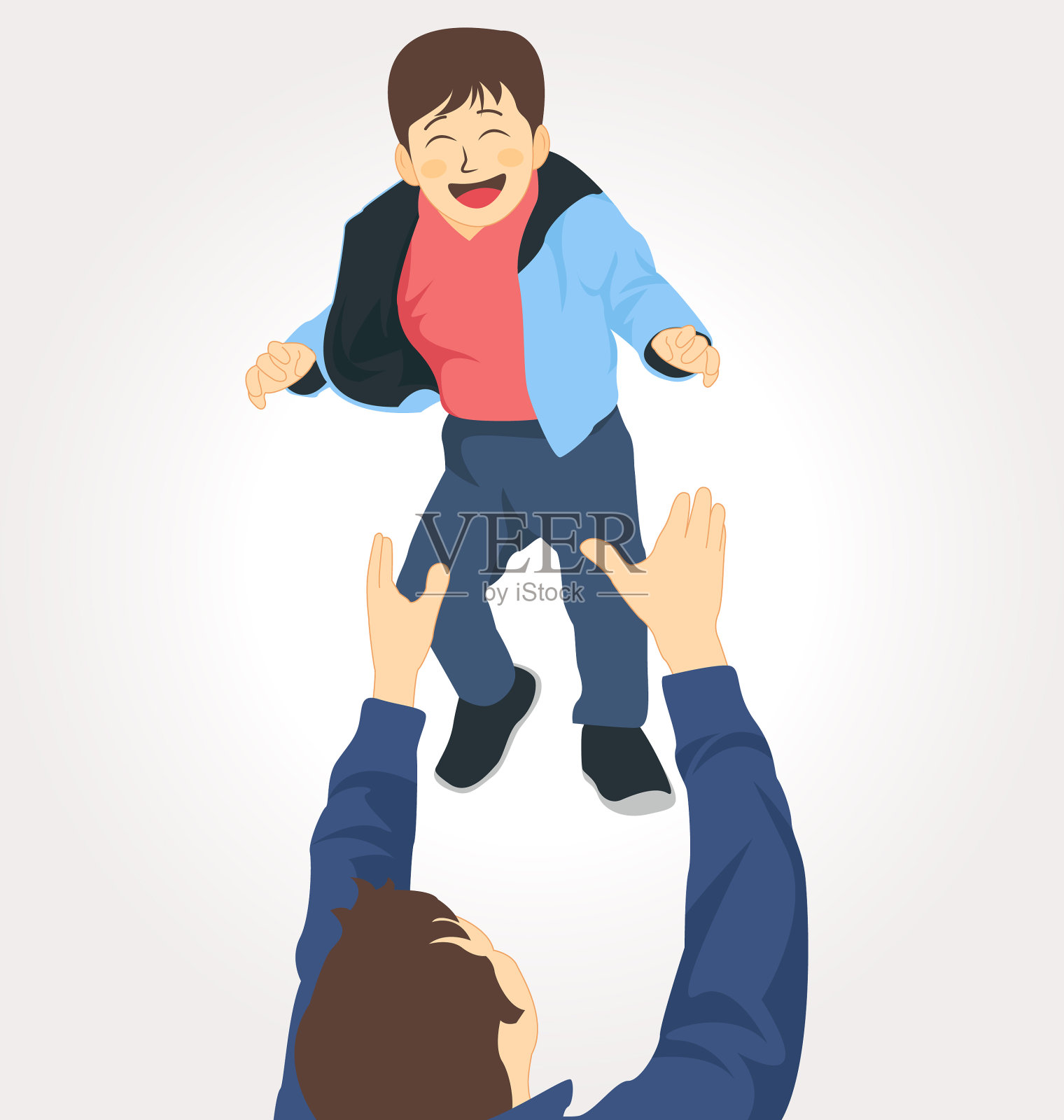 父亲和儿子幸福的家庭插画图片素材