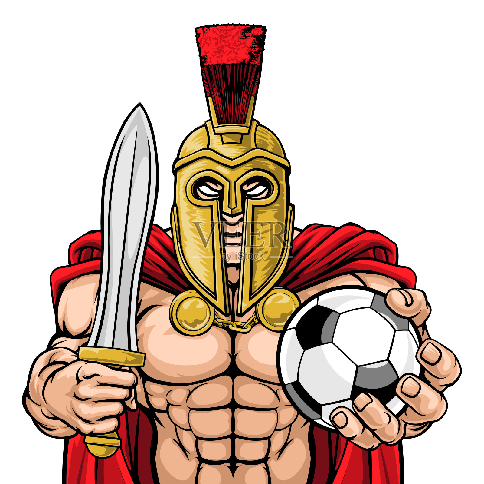斯巴达木马足球足球运动吉祥物插画图片素材