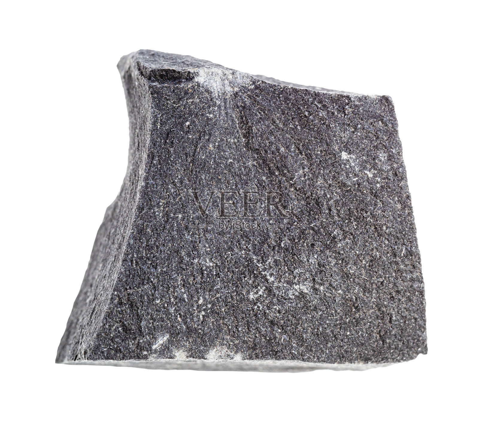 一块未加工的灰色透明玄武岩孤立照片摄影图片