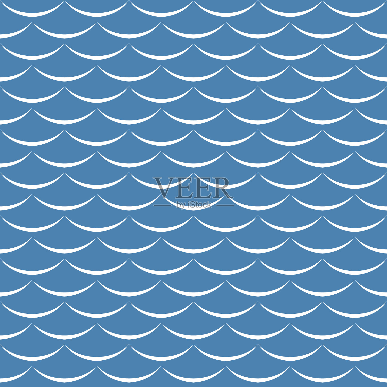 海浪蓝白无缝图案插画图片素材