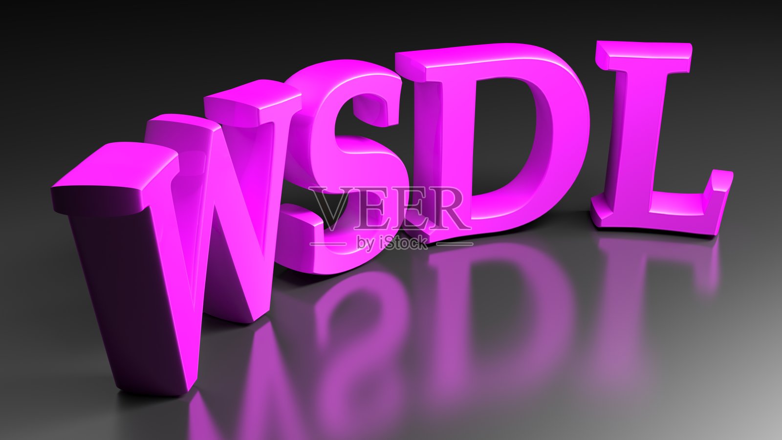 WSDL紫色弯曲写在黑色光滑的桌子上- 3D渲染插图照片摄影图片